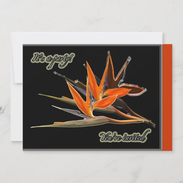 Fågel för inbjudan till Paradise Blommigt Party (Framsida)