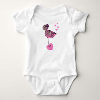 Fågel för kärlek för babydräktrosor t-shirt