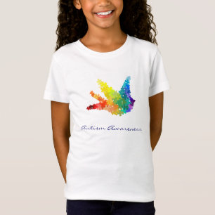 Fågel för pussel för Autismmedvetenhetregnbåge T Shirt