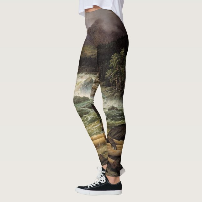 Fågel för vattenfallflodhök All över tryckdamasker Leggings (Vänster)