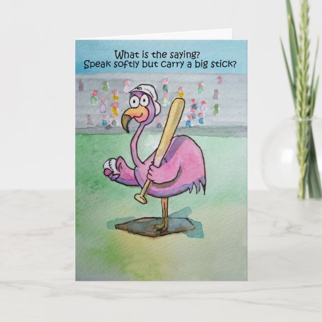 Fågel för vattenfärg för rosa Flamingobaseball Kort (Framsida)