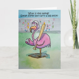 Fågel för vattenfärg för rosa Flamingobaseball Kort