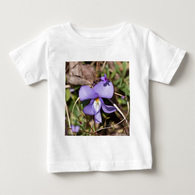 Fågel-Fot Viola med blåmunkar T Shirt (Framsida)
