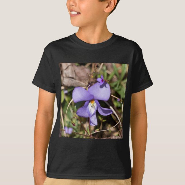Fågel-Fot Viola med blåmunkar Tee Shirt (Framsida)