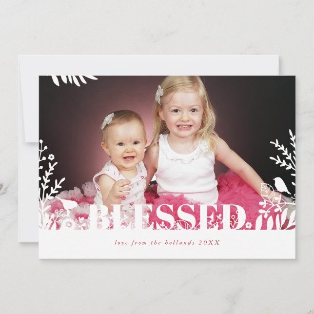 Fågel från BOTANICAL FOLIAGE CHRISTMAS hand plocka Julkort (Framsida)