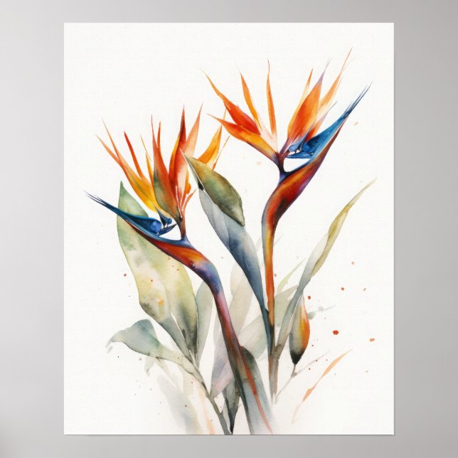 Fågel från Paradise Flowers Art Print Poster (Framsidan)