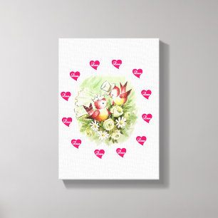 Fågel från Valentinens Vintage Kanvastryck