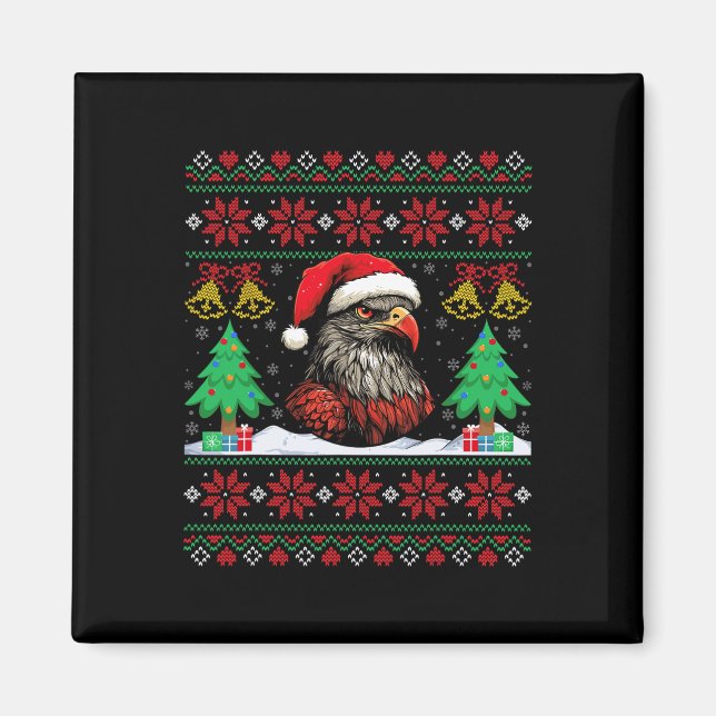 Fågel Fula Tomte Hatt Julgran Fågel Jul  Magnet (Framsidan)