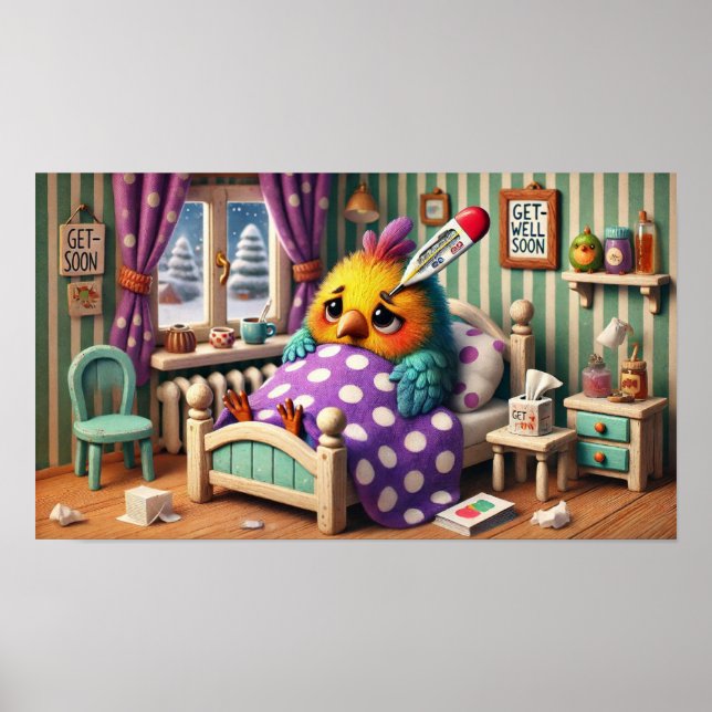 Fågel i bed poster (Framsidan)