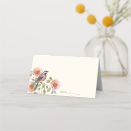 Fågel i blommor bröllop placeringskort