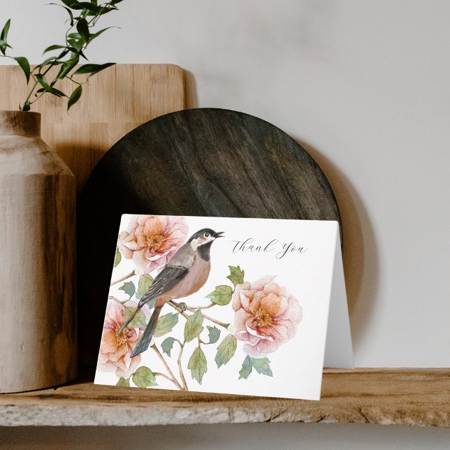Fågel i blommor tackkort (Skapare uppladdad)