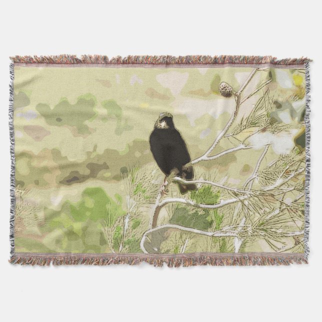 Fågel i en Träd-pipa i Gräs Filt (Framsidan)