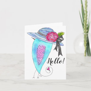 Fågel i ett Hej-hälsningskort för Blommigt Kort