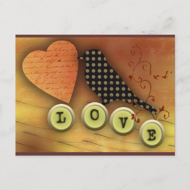 Fågel i kärlek vykort (Framsida)