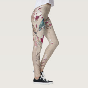 fågel i löv leggings