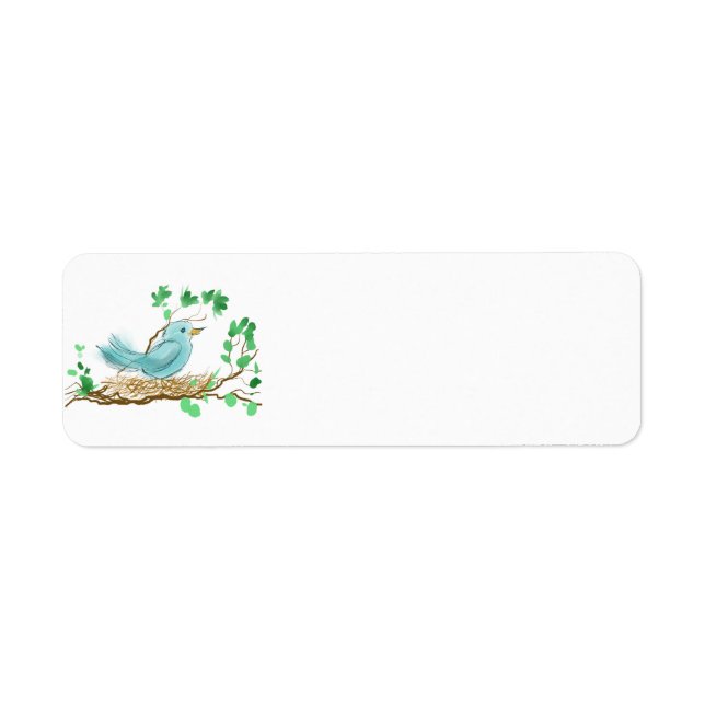 Fågel i Nest Returadress Etikett (Framsidan)