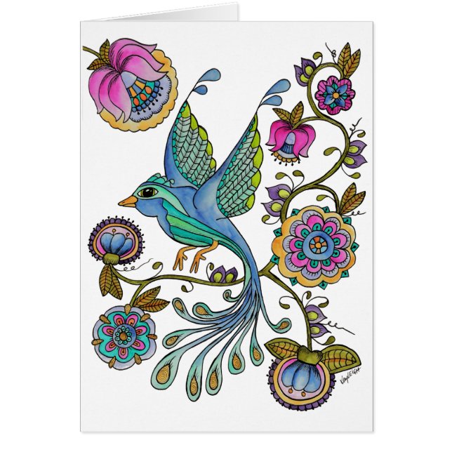 Fågel i paradis hälsningskort (Framsidan)
