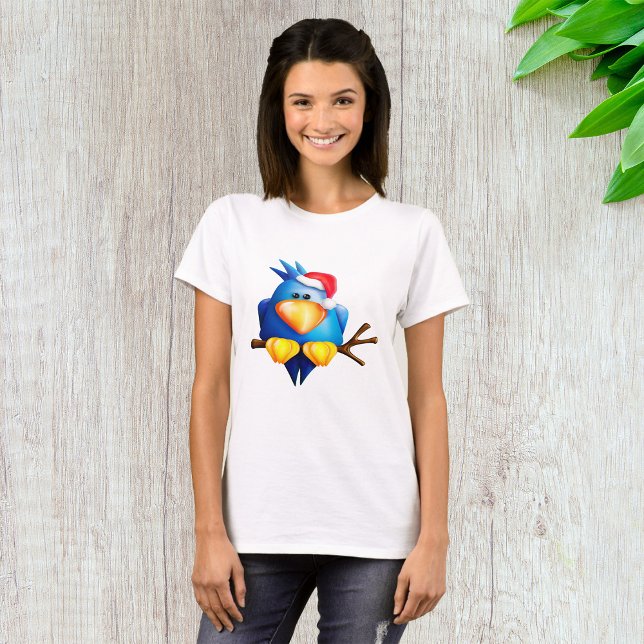 Fågel i Santa Hat Womens T-Shirt (Skapare uppladdad)