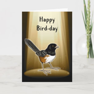 Fågel i Spotlight, Lycklig Bird Day, Pun, Birthday Kort