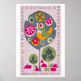 Fågel i träd - Matchbox-utskrift - Tjeckisk väggko Poster