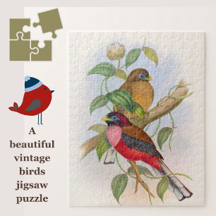 Fågel Illustration Puzzle, vacker Vintage Pussel