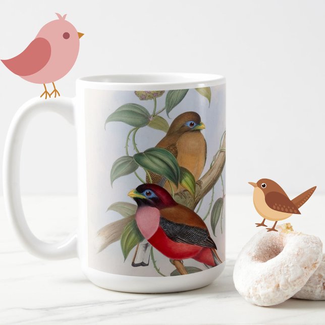 Fågel Illustration Vintage Mugg (A charming, colorful vintage birds mug to brighten your tea or coffee break!)