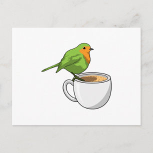Fågel Kaffe Kopp Vykort