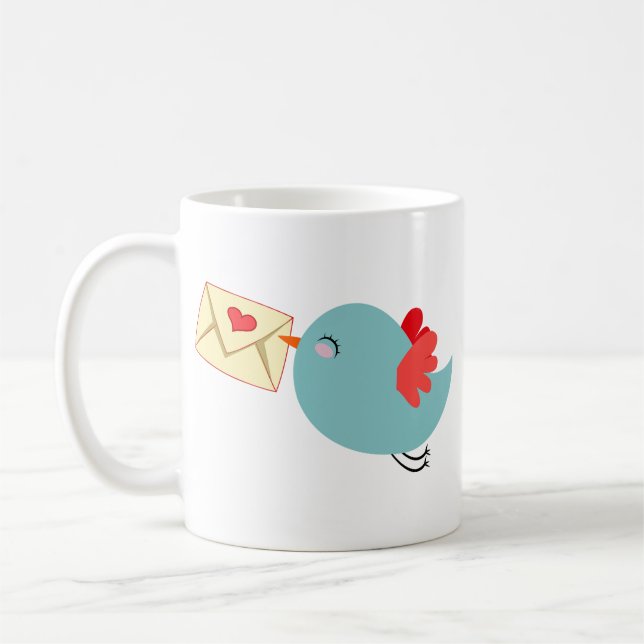 Fågel Kärleksmeddelanden Tvittrar Kaffemugg (Vänster)