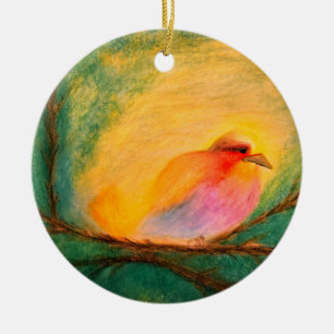 Fågel Keramik Jul Ornament