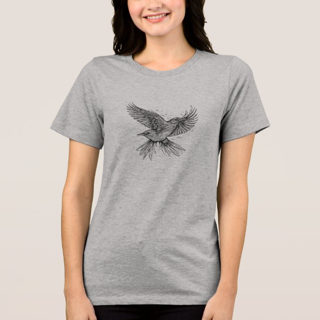 Fågel Linje Konst T-Shirt | Minimalistisk Enkel Li (Framsida)
