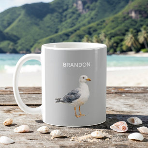 Fågel Måsfågel Strand Hav Kust Vit Akvarell Kaffemugg