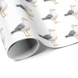 Fågel Måsfågel Strand Hav Vattenfärg Presentpapper