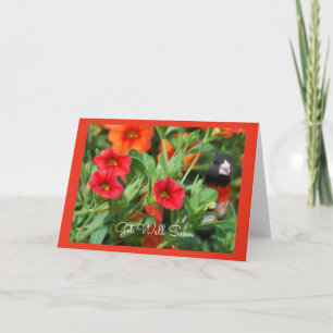Fågel med blommahälsningkortet kort
