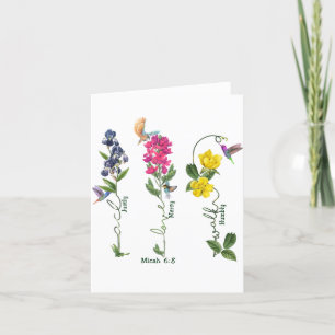 Fågel med blomstrande rättvisa, Kärlek Mercy och W Tack Kort