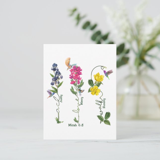 Fågel med blomstrande rättvisa, Kärlek Mercy och W Vykort (Stående Fram)