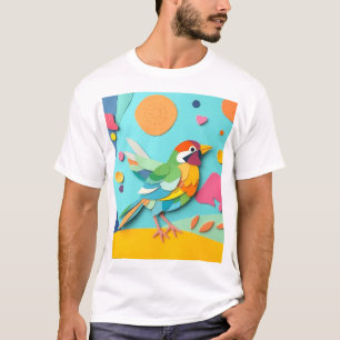 Fågel med färgstark Papper kollage T Shirt