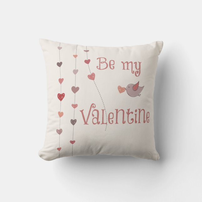 Fågel med Heart Vines Valentineser Kudde (Framsida)