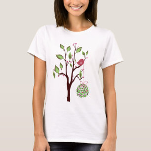 Fågel med mistletoe- och bärutslagsplatsen t shirt