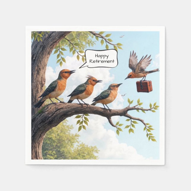 Fågel med Office-portfölj för Pension Pappersservett (Framsidan)