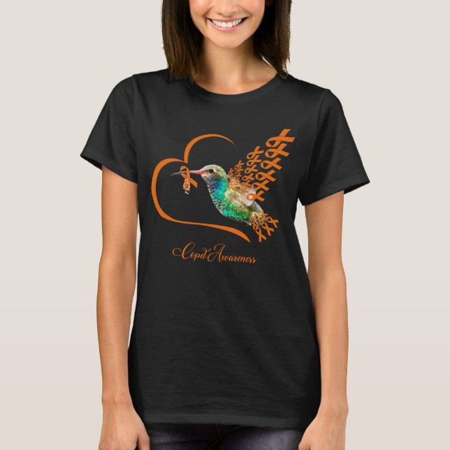 Fågel med Orange Band COPD-medvetandehöjare T Shirt (Framsida)
