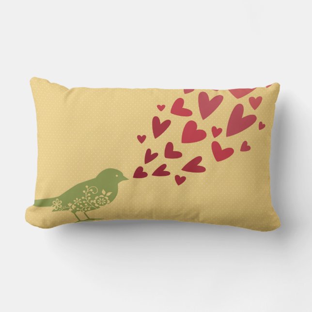Fågel med örter Pillow Lumbarkudde (Framsida)