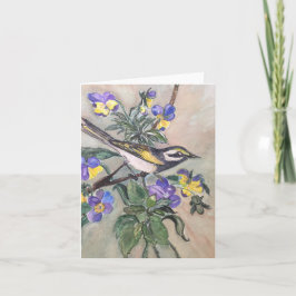 Fågel med pansies notecard kort