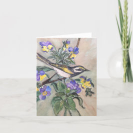 Fågel med pansies notecard kort