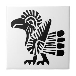 Fågel, mexikansk hieroglyf(Maya) Kakelplatta