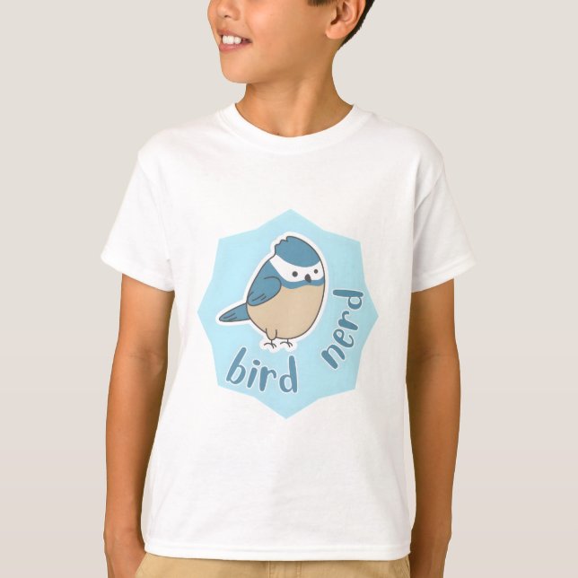 fågel nerd söt blå fågel t shirt (Framsida)