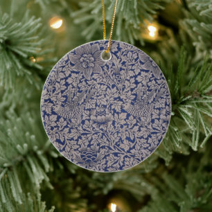 Fågel och Anemon av William Morris Vintage Mönster Julgransprydnad Keramik