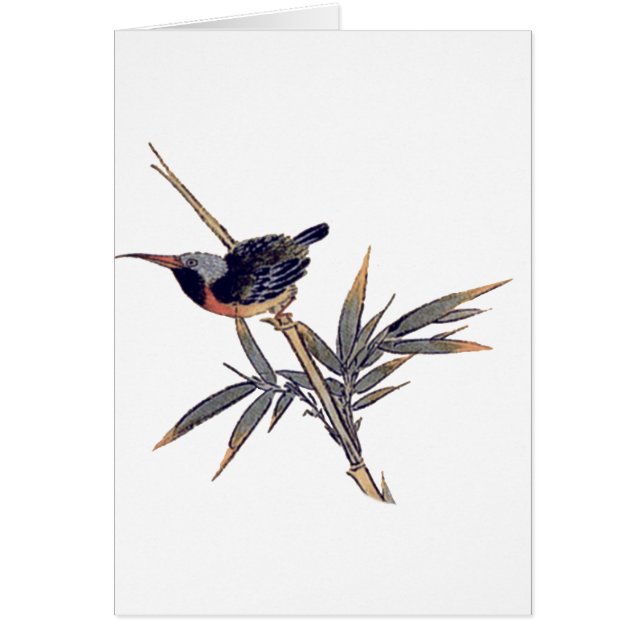 fågel och bambu 2 hälsningskort (Framsidan)