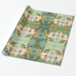 fågel- och bigiftwrap presentpapper