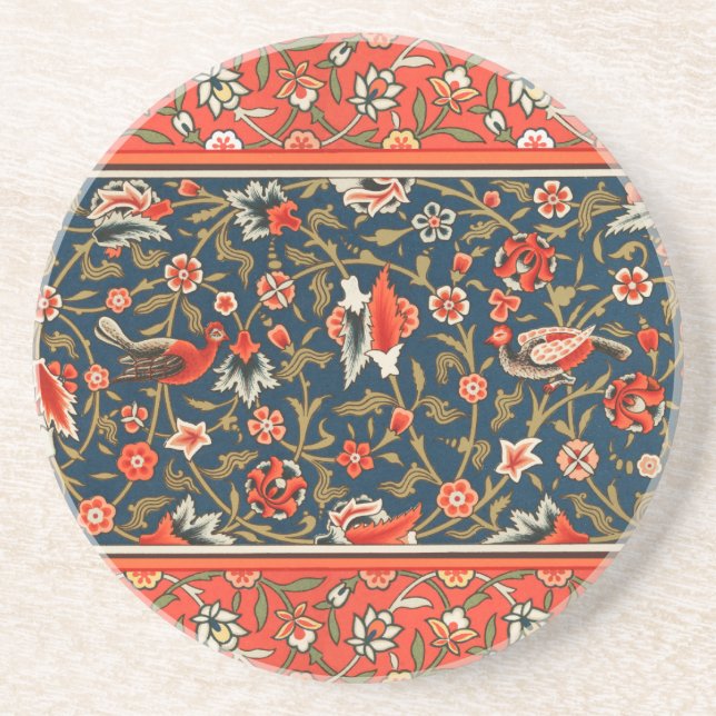 Fågel och blomma Persian Blue Mönster Underlägg (Framsidan)