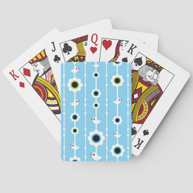 fågel- och blommablåttmönster casinokort (Baksidan)